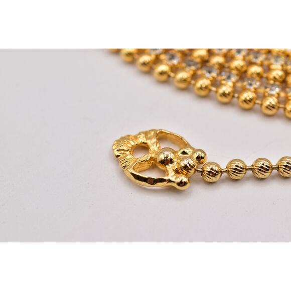 Vintage Gold Tone Rhinestone Mesh Chain Belt Adjustable 32-38\